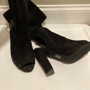 Black Peep Toe Over The Knee Boots